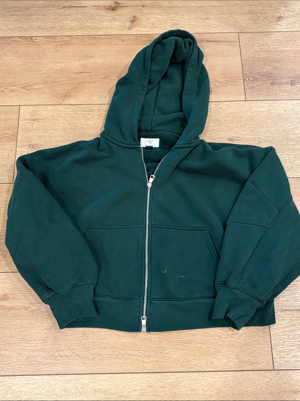 Women’s Dark Green crop Zip-Up Hoodie